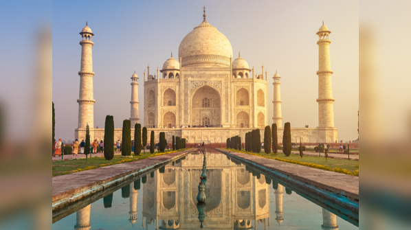 The iconic Taj Mahal shimmering in the sunlight
