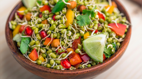 Sprouted moong and lentils